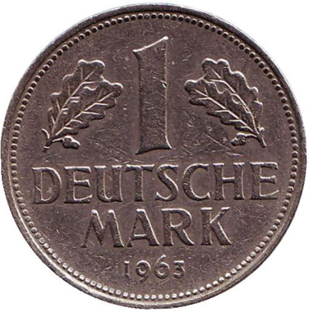Монета 1 марка. 1963 год (J), ФРГ.
