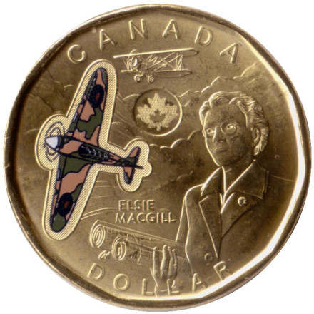 Монета 1 доллар. 2023 год, Канада. (Цветная). Элси Макгилл (Королева ураганов).