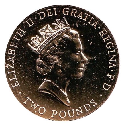 Монета 2 фунта. 1996 год, Великобритания. Чемпионат Европы по футболу 1996 года. BU.