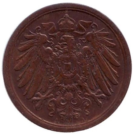 Монета 2 пфеннига. 1906 год (A), Германская империя.