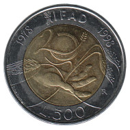 Монета 500 лир. 1998 год, Италия. 20 лет Международному фонду сельскохозяйственного развития. Монета 500 лир. 1998 год, Италия. 20 лет Международному фонду сельскохозяйственного развития.