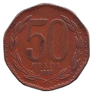 Монета 50 песо. 1988 год, Чили. Бернардо О’Хиггинс. Монета 50 песо. 1988 год, Чили. Бернардо О’Хиггинс.