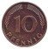 Монета 10 пфеннигов. 1986 год (G), ФРГ. Дубовые листья. Монета 10 пфеннигов. 1986 год (G), ФРГ. Дубовые листья.