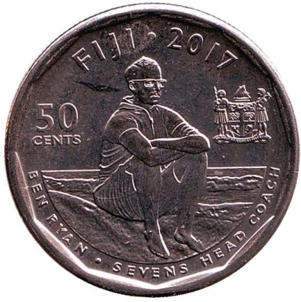 Монета 50 центов. 2017 год, Фиджи. Команда Фиджи по Регби-7 - чемпионы Олимпиады 2016. Монета 50 центов. 2017 год, Фиджи. Команда Фиджи по Регби-7 - чемпионы Олимпиады 2016.