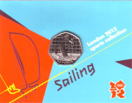 Монета 50 пенсов. 2011 год, Великобритания. Парусный спорт. Летние Олимпийские игры 2012 года в Лондоне. В блистере. Монета 50 пенсов. 2011 год, Великобритания. Парусный спорт. Летние Олимпийские игры 2012 года в Лондоне. В блистере.