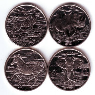Набор монет (4 шт.) "Животные: зебра, носорог, гепард, слон". 1 доллар, 2007 год, Сьерра-Леоне.  Набор монет (4 шт.) "Животные: зебра, носорог, гепард, слон". 1 доллар, 2007 год, Сьерра-Леоне.