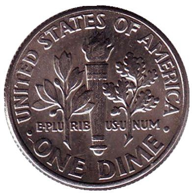Монета 10 центов. 2006 (D) год, США. Рузвельт. Монета 10 центов. 2006 (D) год, США. Рузвельт.