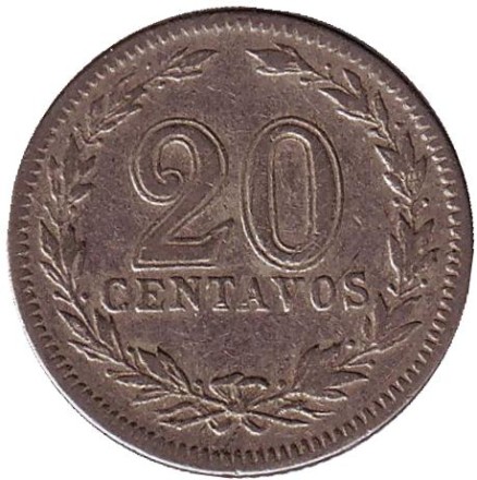 Монета 20 сентаво. 1939 год, Аргентина. Монета 20 сентаво. 1939 год, Аргентина.