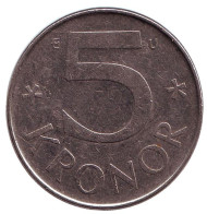Монета 5 крон. 1983 год, Швеция. Монета 5 крон. 1983 год, Швеция.
