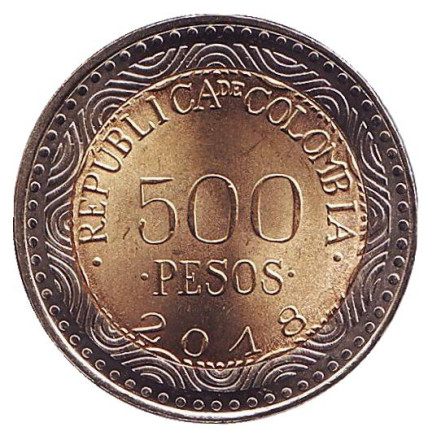 Монета 500 песо. 2018 год, Колумбия. UNC. Стеклянная лягушка. Монета 500 песо. 2018 год, Колумбия. UNC. Стеклянная лягушка.