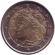 Монета 2 евро. 2008 год, Италия. Монета 2 евро. 2008 год, Италия.