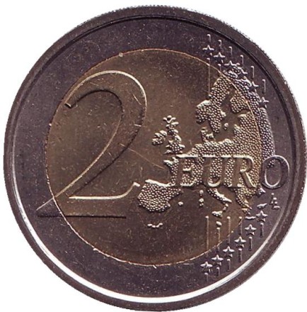 Монета 2 евро. 2008 год, Италия. Монета 2 евро. 2008 год, Италия.