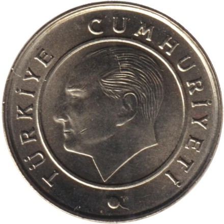 Монета 10 курушей. 2021 год, Турция.