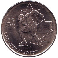 Монета 25 центов. 2009 год, Канада. Ванкувер 2010 - Конькобежный спорт. Монета 25 центов. 2009 год, Канада. Ванкувер 2010 - Конькобежный спорт.