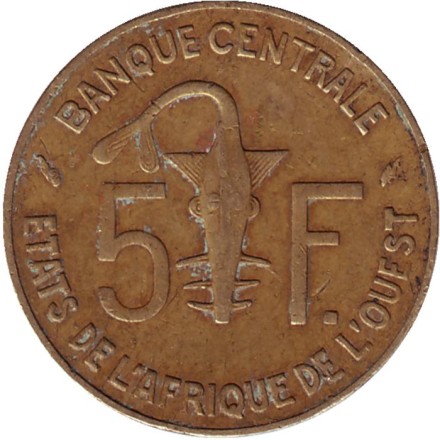 Монета 5 франков. 1980 год, Западные Африканские Штаты.