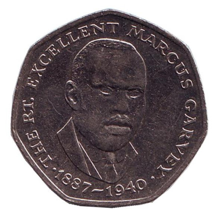 Монета 25 центов. 1992 год, Ямайка. Маркус Гарви - национальный герой.