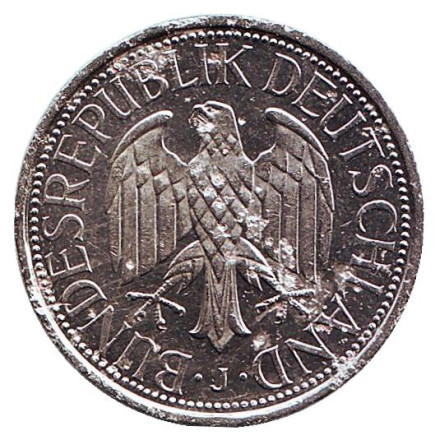 Монета 1 марка. 1994 год (J), ФРГ. Монета 1 марка. 1994 год (J), ФРГ.
