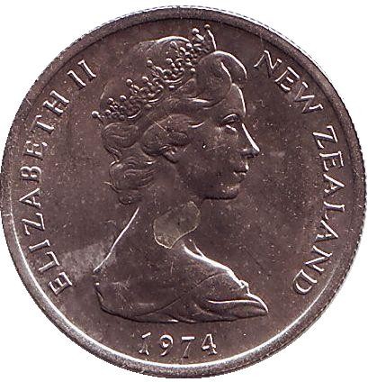 Монета 5 центов. 1974 год, Новая Зеландия. Гаттерия. Монета 5 центов. 1974 год, Новая Зеландия. Гаттерия.