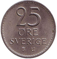 Монета 25 эре. 1971 год, Швеция. Монета 25 эре. 1971 год, Швеция.