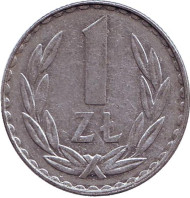 Монета 1 злотый. 1980 год, Польша. Монета 1 злотый. 1980 год, Польша.
