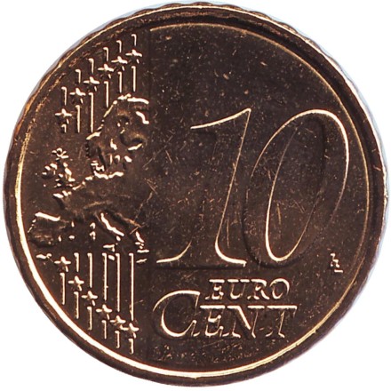 Монета 10 центов. 2008 год, Греция. Монета 10 центов. 2008 год, Греция.
