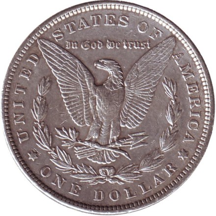 Монета 1 доллар. 1898 год, США. (Без отметки монетного двора) Моргановский доллар.