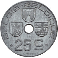 Монета 25 сантимов. 1945 год, Бельгия. Монета 25 сантимов. 1945 год, Бельгия.
