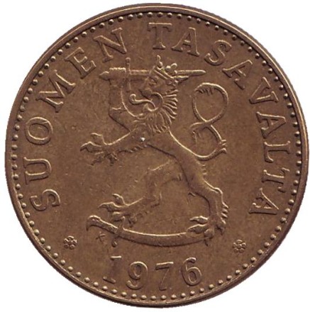 Монета 50 пенни. 1976 год, Финляндия.