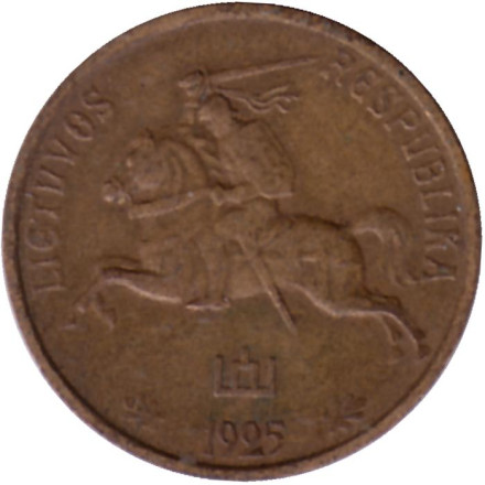 Монета 5 центов. 1925 год, Литва.