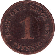 Монета 1 пфенниг. 1874 год (Е), Германская империя. Монета 1 пфенниг. 1874 год (Е), Германская империя.