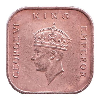 Монета 1 цент. 1940 год, Британская Малайя.