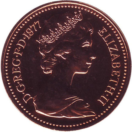 Монета 1 пенни. 1977 год, Великобритания. Proof.