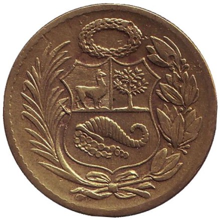 Монета 1/2 соля. 1964 год, Перу. Монета 1/2 соля. 1964 год, Перу.