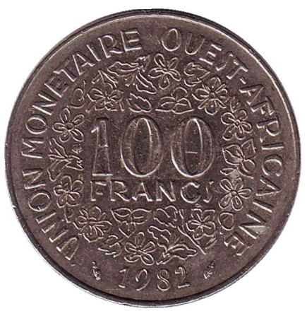 Монета 100 франков. 1982 год, Западные Африканские Штаты.