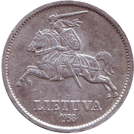 Монета 10 литов, 1936 год, Литва. Витовт. Монета 10 литов, 1936 год, Литва. Витовт.