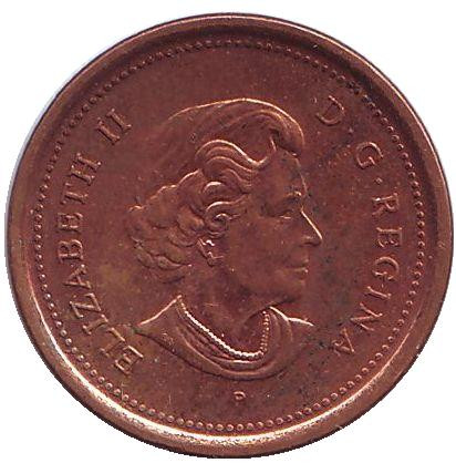 Монета 1 цент. 2003 год, Канада. (Новый тип, Магнитная) Монета 1 цент. 2003 год, Канада. (Новый тип, Магнитная)