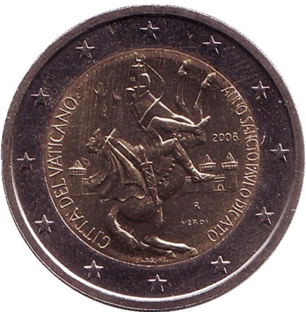 Монета 2 евро. 2008 год, Ватикан. (в буклете) Год святого Апостола Павла. Монета 2 евро. 2008 год, Ватикан. (в буклете) Год святого Апостола Павла.