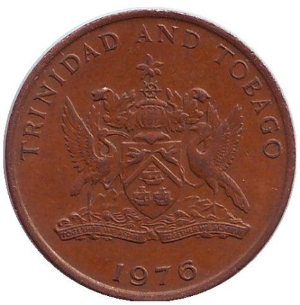 Монета 5 центов. 1976 год, Тринидад и Тобаго. Райская птица.