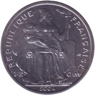 Монета 1 франк. 2004 год, Французская Полинезия. UNC. Монета 1 франк. 2004 год, Французская Полинезия. UNC.