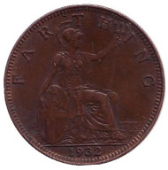 Монета 1 фартинг. 1932 год, Великобритания.