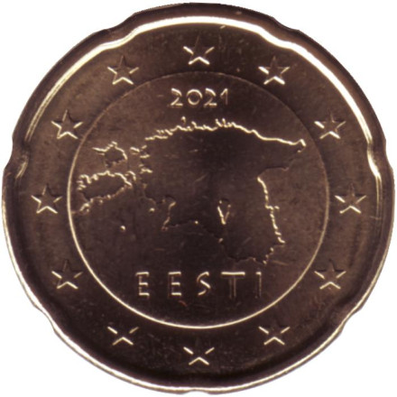 Монета 20 центов. 2021 год, Эстония.