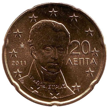 Монета 20 центов. 2011 год, Греция.