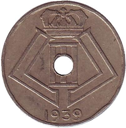 Монета 5 сантимов. 1939 год, Бельгия.
