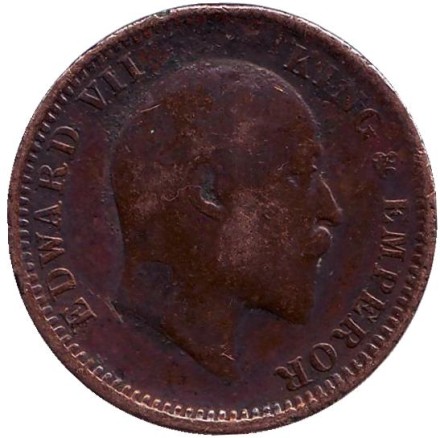 Монета 1/4 анны. 1910 год, Индия Британская.