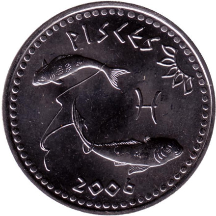 Монета 10 шиллингов. 2006 год, Сомалиленд. Серия "Знаки зодиака". Рыбы.
