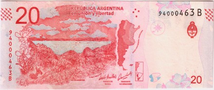 Банкнота 20 песо. 2017 год, Аргентина. Гуанако. 361(2)