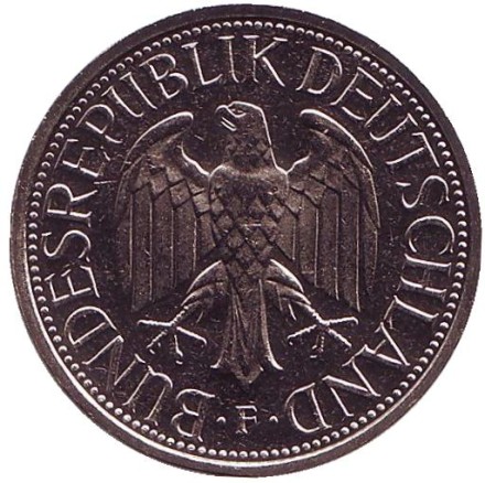 Монета 1 марка. 1983 год (F), ФРГ. Монета 1 марка. 1983 год (F), ФРГ.