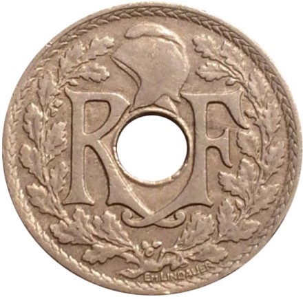 Монета 25 сантимов. 1924 год, Франция.