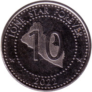 Монета 10 долларов. 2022 год, Либерия. Монета 10 долларов. 2022 год, Либерия.