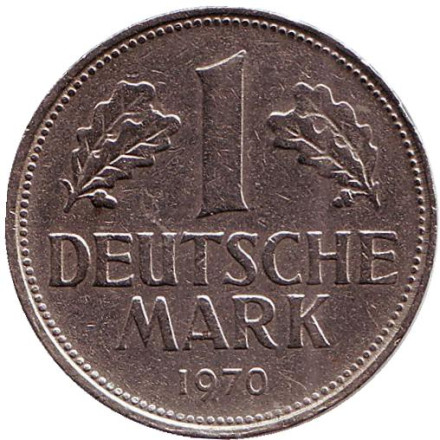 Монета 1 марка. 1970 год (F), ФРГ.